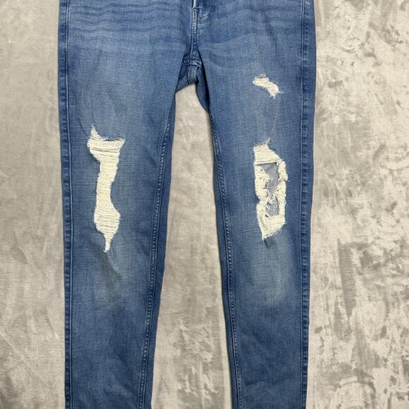 Hollister Jeans Mens 32x30 Blue Advanced Stretch Stacked Skinny Distressed - Picture 4 of 14